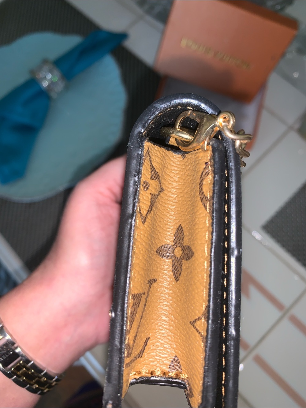 Monogram inspired Mini crossbody with chain - Picture 10 of 11